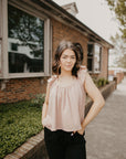 Ruffle Sleeve Top- Dusty Mauve