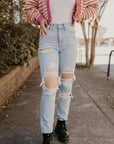 Sophia Distressed High Rise Jeans